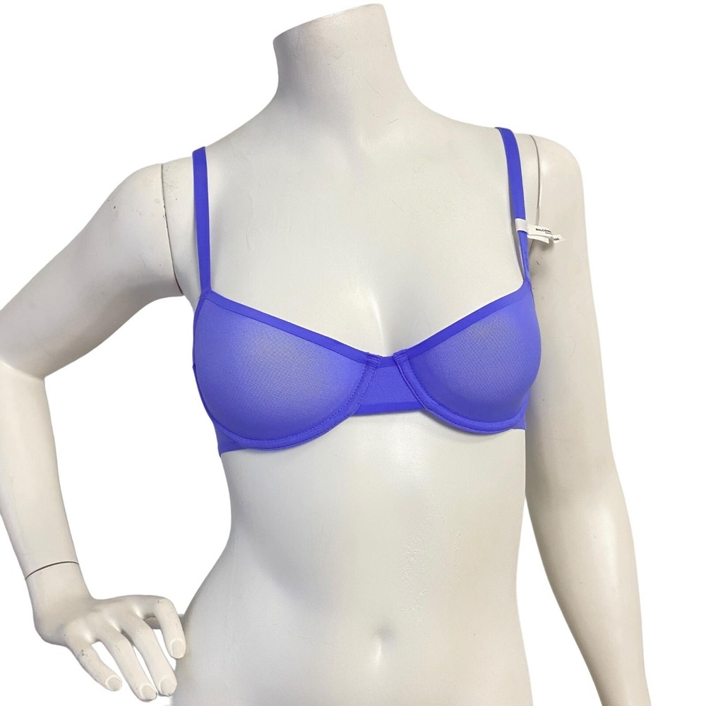 Aerie Smoothez Microfiber Unlined Balconette Bra Purple 32C‎ Underwire NWT